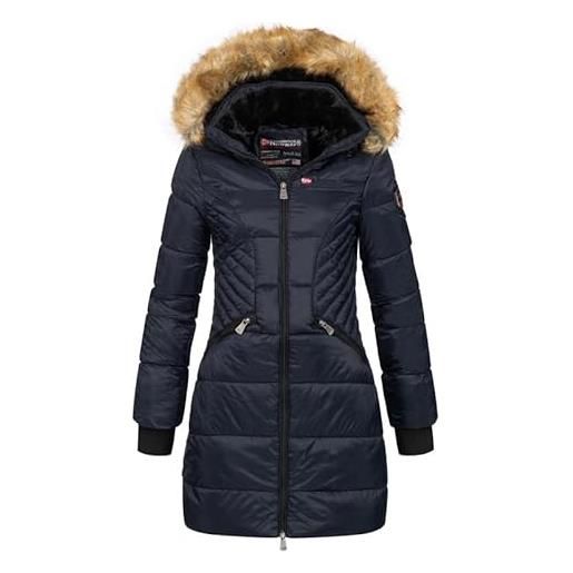 Geographical Norway abeille lady distribrands - parka caldo da donna - cappotto di pelliccia sintetica spessa - giacca a vento invernale - piumino lungo foderato (nero m - taglia 2)