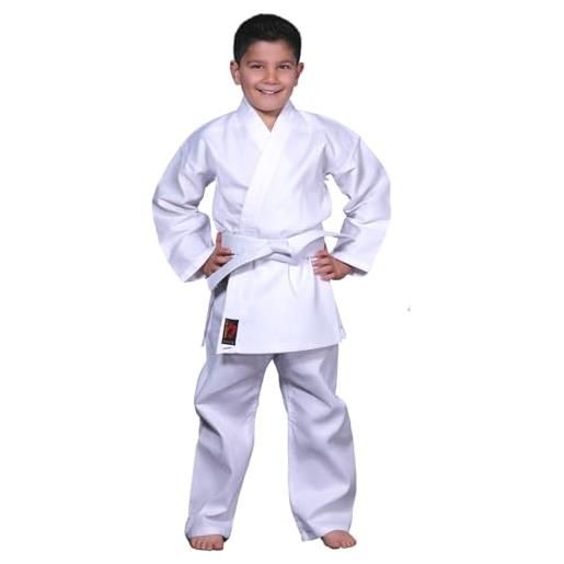 Chikara - tuta da karate per bambini, colore bianco, abito da karate per ragazzi e ragazze, in cotone, tuta da arti marziali