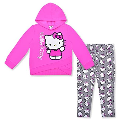 Hello Kitty felpa con cappuccio a maniche lunghe 2 pezzi con stampa multipla, rosa, 4 anni