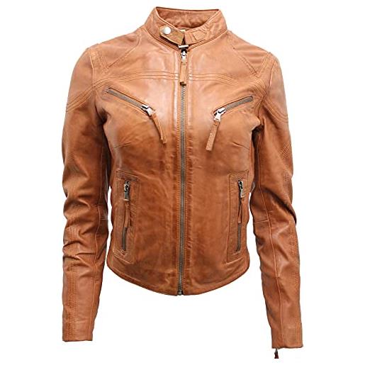 Infinity Leather giacca classica rosa da donna in vera pelle slim fit da motociclista s