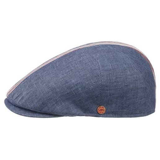 MAYSER cappellino in lino jasper stripes uomo - made the eu berretto cappello piatto con visiera, fodera primavera/estate - 57 cm denim