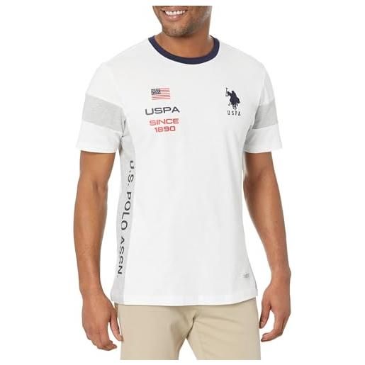 U. S. Polo assn. T-shirt girocollo in jersey color block, bianco, l