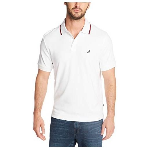 Nautica men's classic fit short sleeve dual tipped collar polo shirt