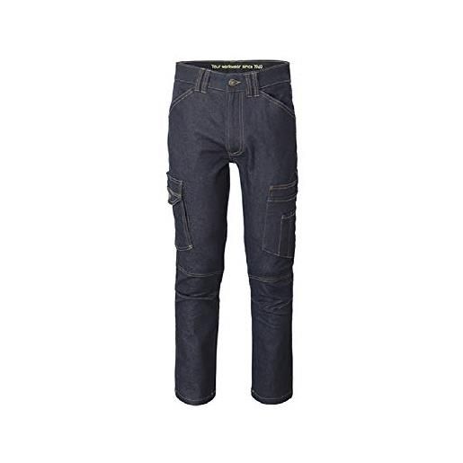 ROSSINI a00147 pantalone jeans cargo soul da lavoro multitasche unisex in denim stretch chiusura con cerniera e bottone blu (numeric_42)