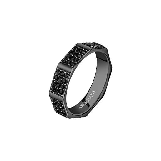 Morellato motown anello uomo in acciaio inossidabile, pietre preziose, ip nero - sals84019