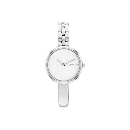 Calvin Klein orologio analogico al quarzo da donna collezione bangled con cinturino in acciaio inossidabile argento (silver white)