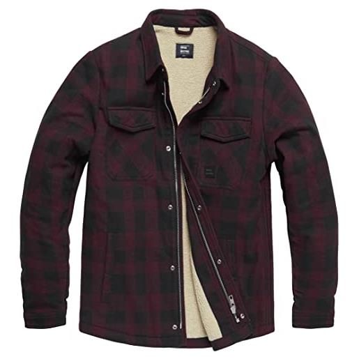 Vintage Industries craft heavyweight sherpa uomo giacca di mezza stagione rosso/nero l 100% cotone