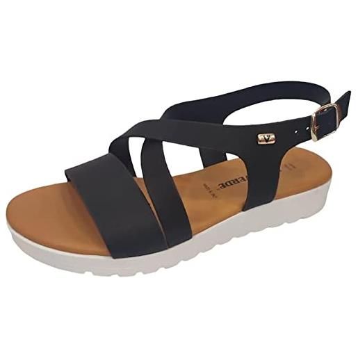 Valleverde sandalo donna pelle 24101 nero una calzatura comoda adatta per tutte le occasioni. Primavera estate 2020. Eu 36