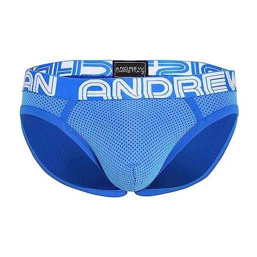 Andrew Christian - intimo da uomo - slip da uomo - candy pop mesh brief w/almost naked® - blu - 1 x taglia m