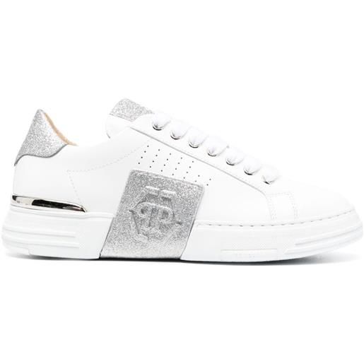 Philipp Plein sneakers in pelle glitter lo-top - bianco