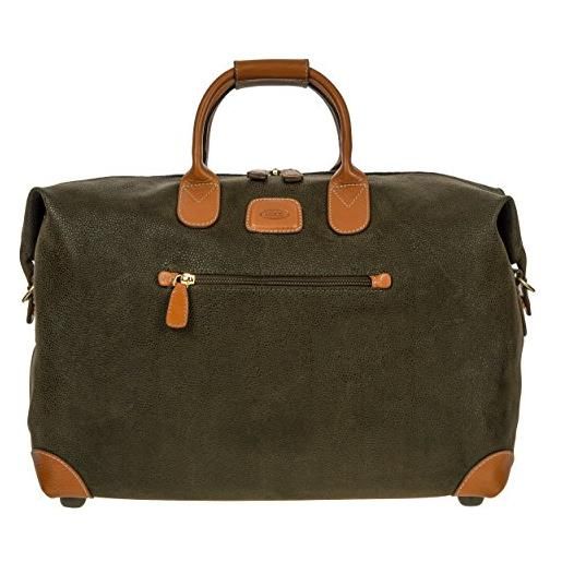 Bric's holdall collezione life, borsa da viaggio con tracolla e spallacci di appoggio per valigia, lucchetto tsa integrato, pvc, dimensione 43x28x19 cm, olive
