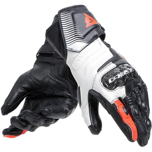 DAINESE - guanti carbon 4 long lady nero / bianco / fluo-rosso