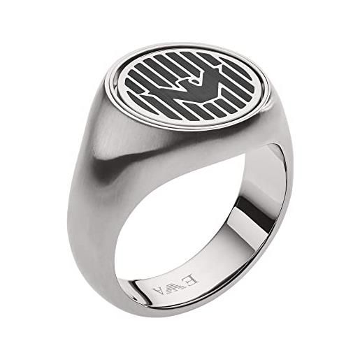 Emporio Armani anello per uomo, dimensioni: 26x24x2mm anello in acciaio inox argento, egs2727040