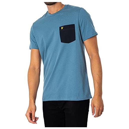 Lyle & Scott maglietta da uomo con tasca a contrasto skipton blu/blu scuro, skipton blu/blu scuro, s