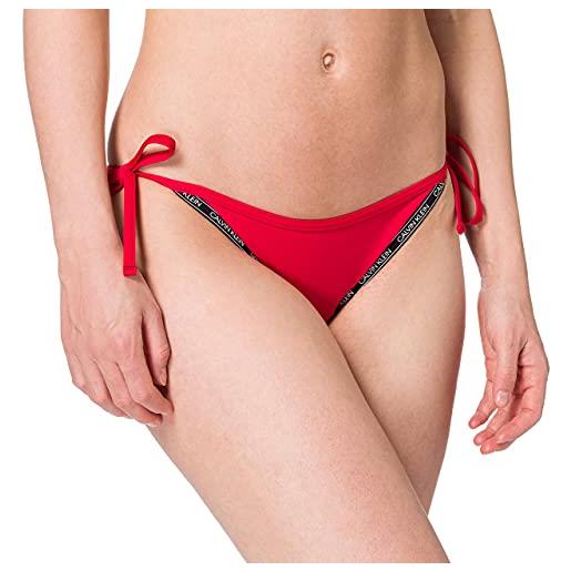 Calvin Klein cravatta laterale stringa parte inferiore del bikini, rustic red, s donna