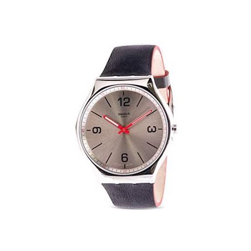 Swatch orologio analogico quarzo svizzero uomo con cinturino in vera pelle ss07s104