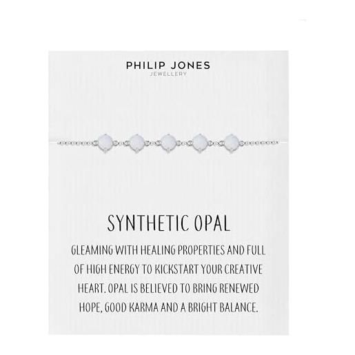 Philip Jones bracciale con pietre preziose opale bianco sintetico con carta di citazione