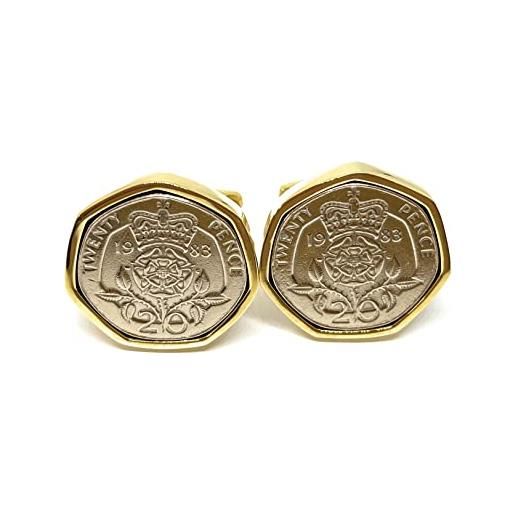 OCC Old Coin Cufflinks gemelli originali premium 1983 20p per un 39° compleanno / anniversario, ideali per un 39° compleanno gld, small, placcato in argento, altro tipo di chiusura