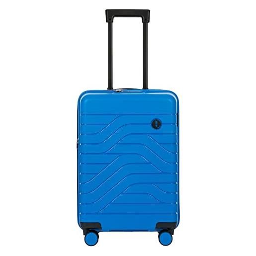 Bric's trolley rigido espandibile collezione ulisse b|y valigia bagaglio a mano con 4 ruote, resistente e ultraleggera, collegamento usb, lucchetto tsa integrato, dimensioni 37x55x23/27, electric blue