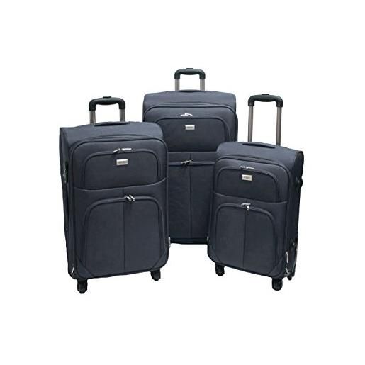 ORMI trolley valigia set valigie semirigide set bagagli in tessuto super leggeri 4 ruote piroettanti trolley piccolo adatto per cabina con compagnie lowcost art. 214 (grigio)