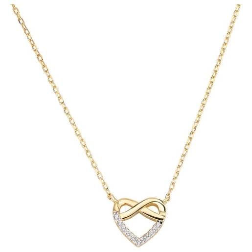 Amen collana cuore infinito in argento dorato con zirconi bianchi - oro - lungh. 40+5cm - charm ø 1cm - corredato da shopper, scatola e garanzia