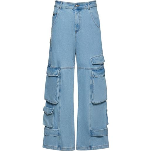 GCDS jeans cargo loose fit in denim di cotone 32cm