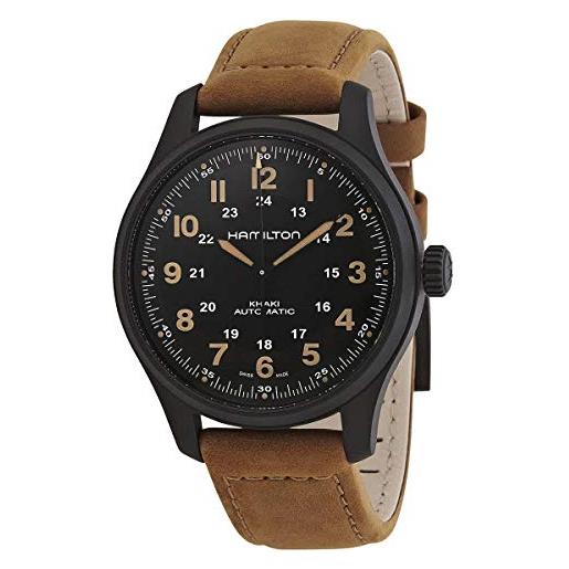 Hamilton khaki field h70665533 orologio da uomo con quadrante nero automatico, moderno
