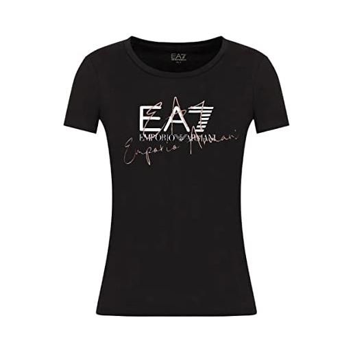 Emporio Armani ea7 t-shirt da donna logo series in cotone stretch - 3rtt30 (l, nero)