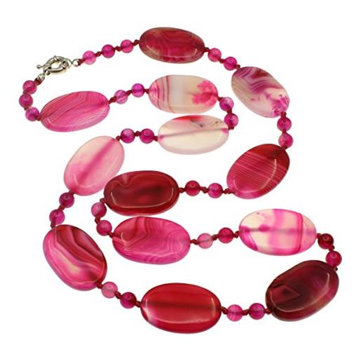TreasureBay splendida collana con pietre d'agata donna (agata rosa)