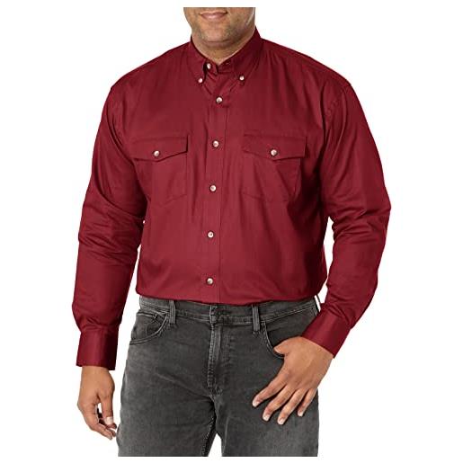 Wrangler camicia da uomo, rosso/gita, tinta unita (getaway solids), l