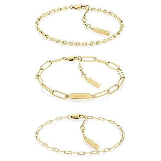 Calvin Klein braccialetto a catena da donna collezione gift set oro giallo - 35000435