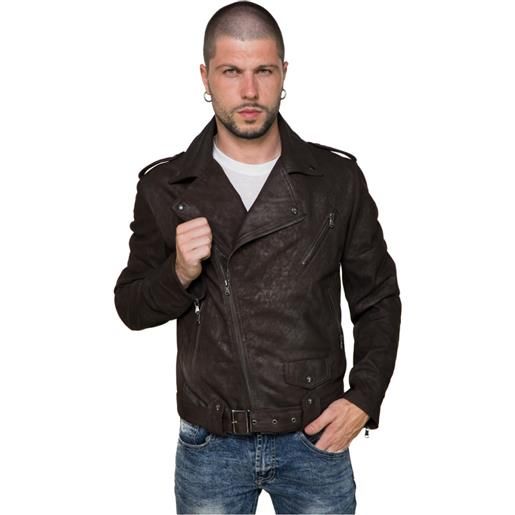 Leather Trend chiodo tre tasche - chiodo uomo testa di moro in vera pelle nabuk oil