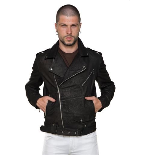 Leather Trend chiodo tre tasche - chiodo uomo nero effetto antichizzato in vera pelle