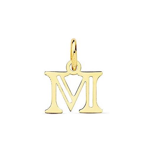 Inmaculada Romero IR lettera del pendente in oro 18 carati m 12mm. Colpo con doppi vetri liscio