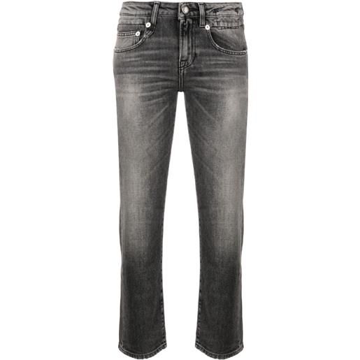 R13 jeans crop a vita media - grigio