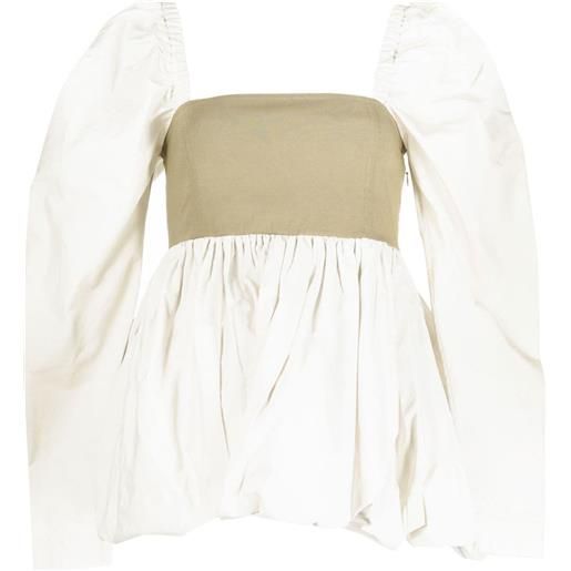 GANNI abito corto con design color-block - bianco