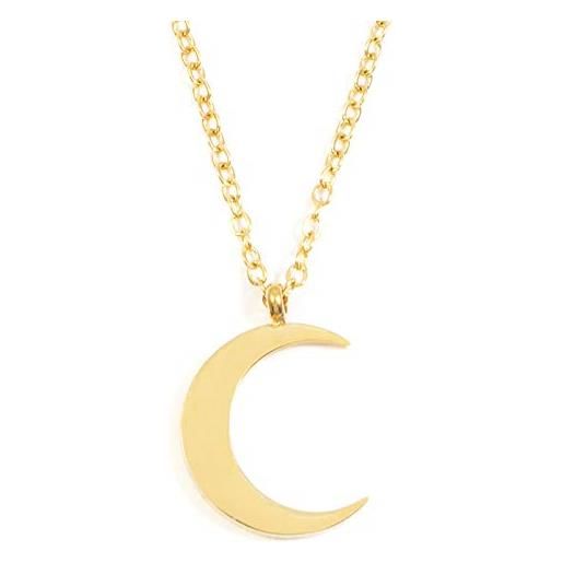 Happiness Boutique collana mezzaluna color oro | delicata collana con pendente luna crescente