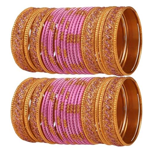 Touchstone new colorful bangle collection indian bollywood paillettes touch textured polso beautifier designer gioielli bangle bracciali set di 48 pollici antico tono oro per le donne, metallo