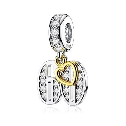 DALARAN charms 60° per bracciale pandora argento 925 charms 60 anni per regalo di compleanno di nana