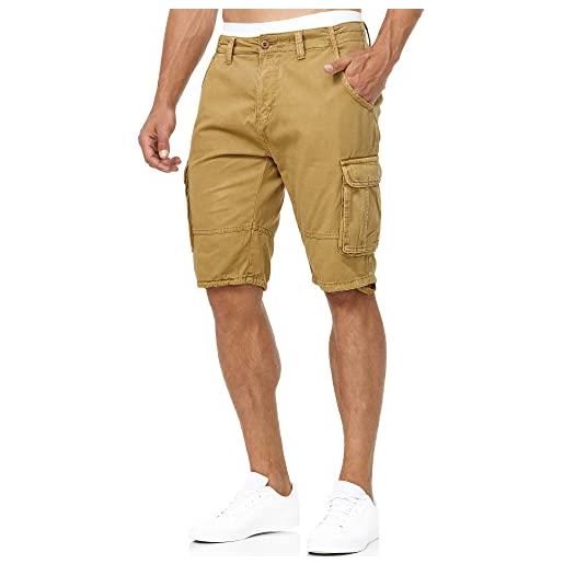 Indicode uomini blixt cargo shorts | pantaloncini cargo con 6 tasche e cintura in 100% cotone fog l