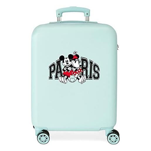 Disney valigia da cabina Disney mickey & minnie viaggio a parigi blu 38x55x20 cm abs rigido chiusura laterale con combinazione 35l 2 kg 4 doppie ruote bagaglio a mano