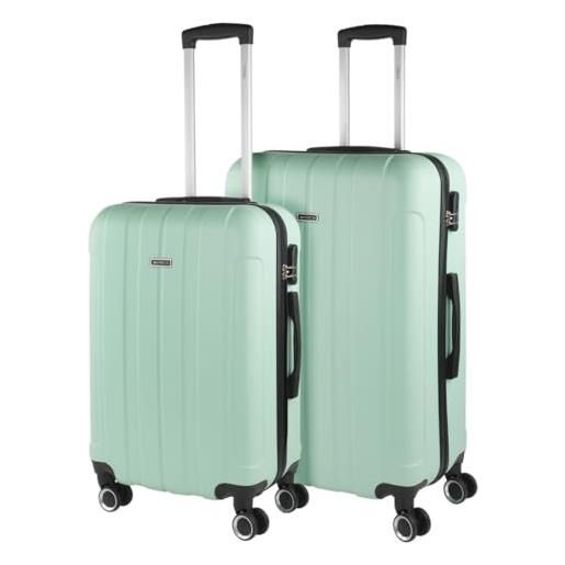 ITACA - set valigie - set valigie rigide offerte. Valigia grande rigida, valigia media rigida e bagaglio a mano. Set di valigie con lucchetto combinazione tsa 771115b, menta