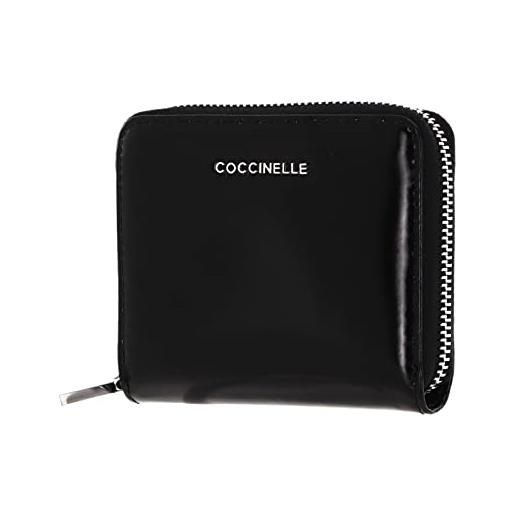 Coccinelle metallic shiny leather zip around wallet noir