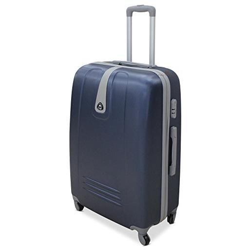 ORMI set 3 valigie trolley rigido piccolo medio grande 4 ruote valigia in abs (blu)