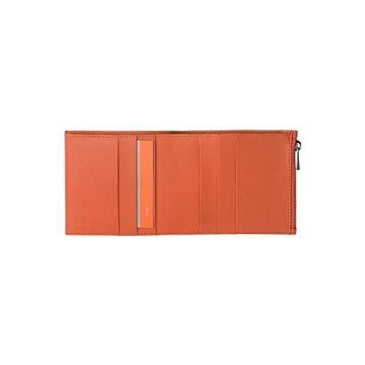 Dudu portafoglio uomo in vera pelle con cerniera zip ykk e porta carte design sottile e semplice arancio