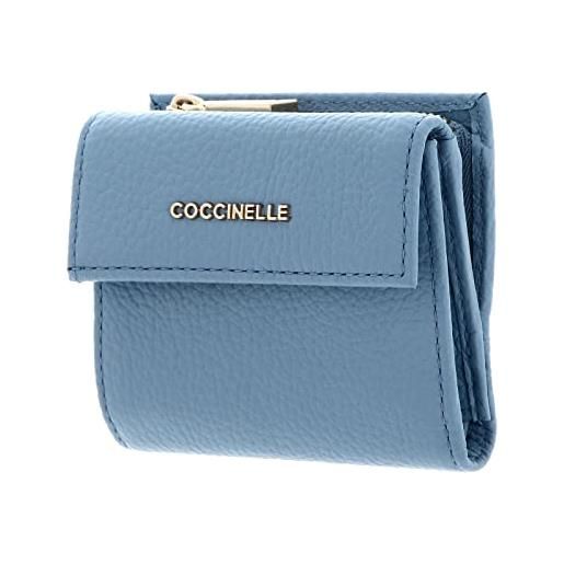 Coccinelle metallic soft mini wallet grainy leather aquarelle blue