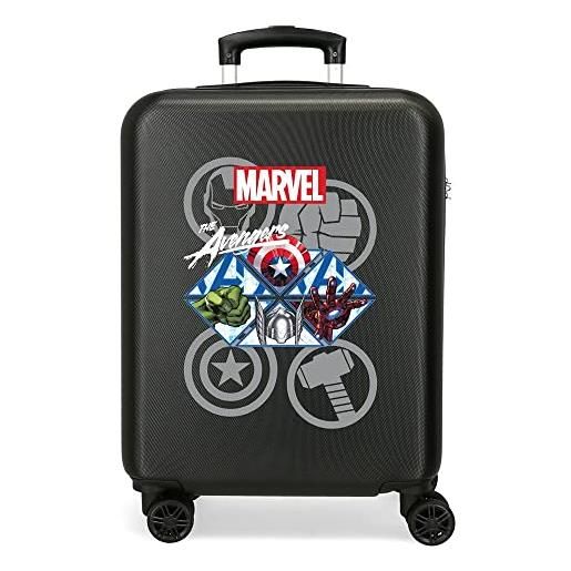 Hasbro valigia da cabina marvel avengers the avengers heroes nero 38x55x20 cm abs rigido chiusura a combinazione laterale 34l 2,74 kg 4 doppie ruote bagaglio a mano