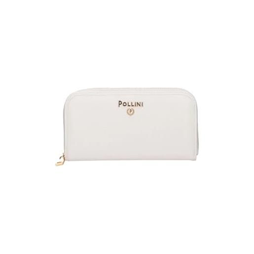 Pollini portafoglio con zip da donna marchio, modello grained sc5513pp0gsh, realizzato in pelle sintetica. Bianco