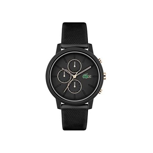 Lacoste orologio con cronografo al quarzo da uomo con cinturino in silicone nero - 2011247