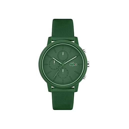 Lacoste orologio con cronografo al quarzo da uomo con cinturino in silicone verde - 2011245